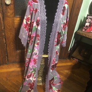 Pink and Grey floral Kimono